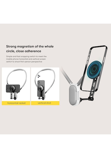 Manyetik Cep Telefonu Tutucu-eller-serbest Boyun Montaj, Birinci Şahıs Perspektif Grey -