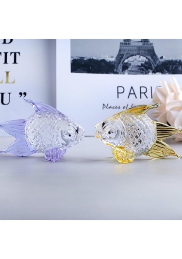 Novahub Altın Kristal Cam Japon Balığı Süsler Masa Dekorasyonu Yaratıcı Ev Dekorasyon Amber Oyma Hediye