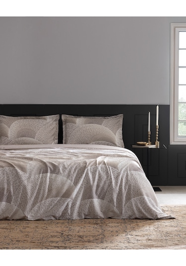 Madame Coco Rochelle King Size %100 Pamuk Baskılı Saten Nevresim Takımı - Bej Ekru