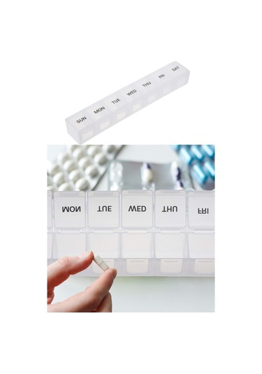 Haftalık İlaç Kutusu 7 Günlük Şeffaf Uzun İlaç Saklama Kabı İlaç Kutusu