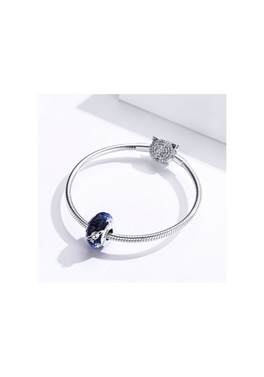 S925 Ayar Gümüş Kolye Yıldızlı Gökyüzü Yönlü Cam Boncuk Mavi Yıldızlararası Gevşek Boncuk Çok Renkli