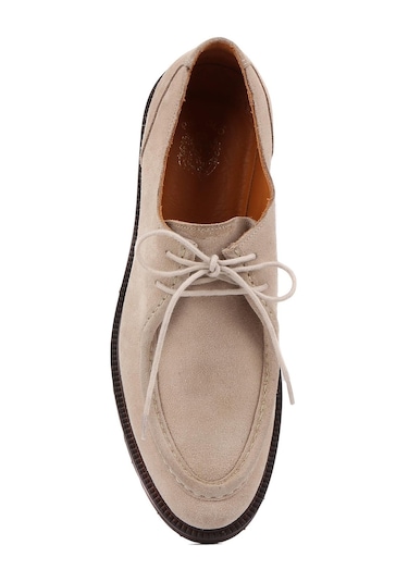 Shoetyle - Bej Süet Deri Bağcıklı Erkek Günlük Ayakkabı 250-1617-767 Bej