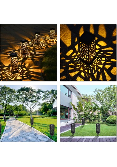 Qingmipy Güneş Enerjili Bahçe Aydınlatma Lambası - 6 Adet Sıcak Beyaz Işık, Ip65 Suya Dayanıklı, Dekoratif Delikli Desen Sıcak Beyaz