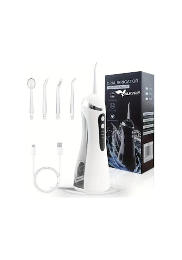 Valkyrie Şarj Edilebilir Diş Protez Bakım Ağız Duşu 4 Başlıklı Taşınabilir 1. Kalite Beyaz