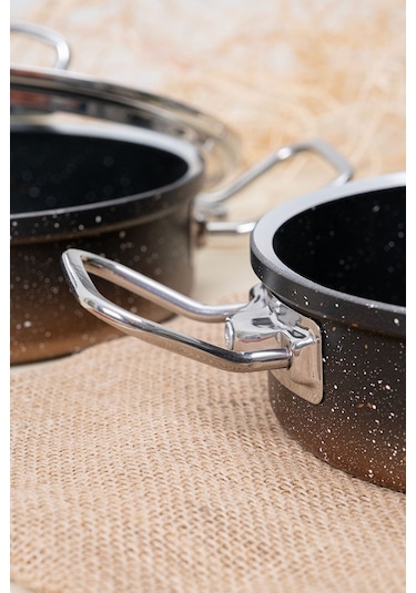 Çarşıdayız Siyah Renk Granit 3'lü 16/18/20 Cm Tava Seti - Dayanıklı Ve Şık Tasarım Siyah