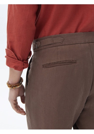 Kip Kahverengi Dokuma Casual Bermuda Çok Renkli