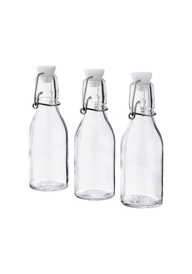 Cam Küçük Şişe Seti, 3 Adet, 15 Cl Yükseklik: 15 Cm