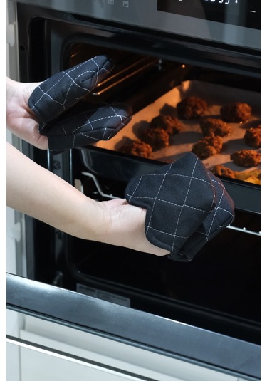 Crab Isıya Dayanıklı Kumaş Fırın Tutacağı Tutacak Modelleri Silikon Değil 1 Adet Tutacak Siyah