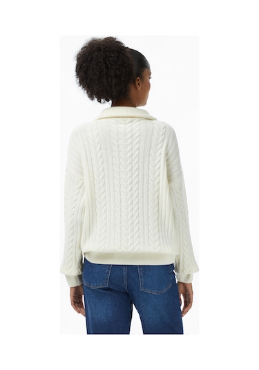 Nautica Kadın Krem Regular Fit Kazak Düz 57s136t Krem
