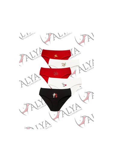 Alya Underwear Kadın Pamuklu Hipster - Slip Külot 5 Farklı Renk 1 Pakette Çok Renkli P51