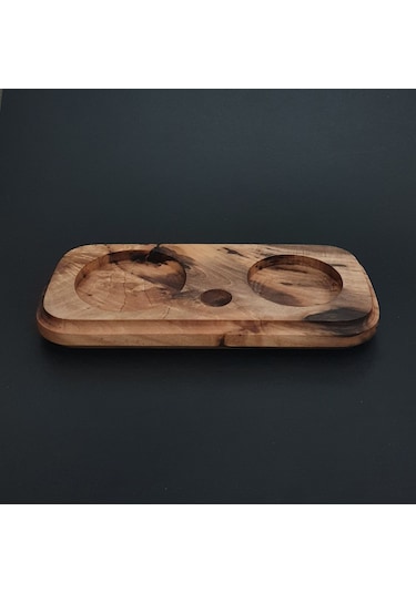 Mesa Ahşap Ceviz El İmalatı Viski Servis - Bardak - Çerezlik Seti