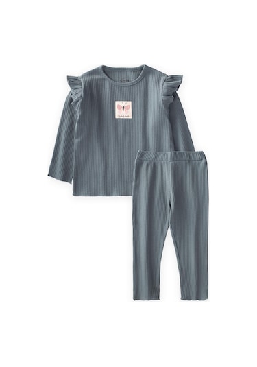 Cigit Etiket Detaylı Mevsimlik Kız Çocuk Takım 1-10 Yaş Çağla Yeşili