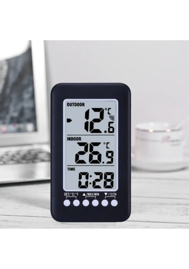 Folinda Dijital Lcd Zaman Ve Sıcaklık Gösterici, İç/ Dış Sıcaklık Ölçümü, Kablosuz Verici Cj3315rf - Pil Dahil Değil