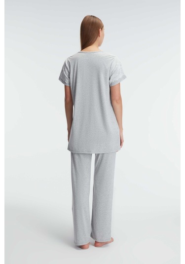 Man11308-1038 Anil Hamile Lohusa Anıl 11308 Kısa Kol V Yaka Kadın Polyester Elastan Yazlık Örme Da