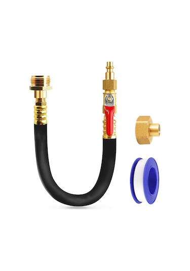 Jeehugo Rv Kışlandırma Seti: Metal Hava Kompresörü Bağlantı Adaptörü, Kapatma Valfi Ve 12 İnçli Erkek-dişi Hızlı Bağlantı