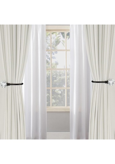 X Siyah Ağır Hizmet Tipi U Şeklinde Metal Perde Tutucular Şeffaf Kristal Top İle Perde Bağları Perdeler İçin Geri Çekilebilir Perde Tutucular Diğer