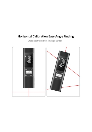 Symbee S80 Alüminyum Laser Mesafe Ölçer, 80m Hassasiyet, Çapraz Çizgi, Li-pol Batarya, Siyah