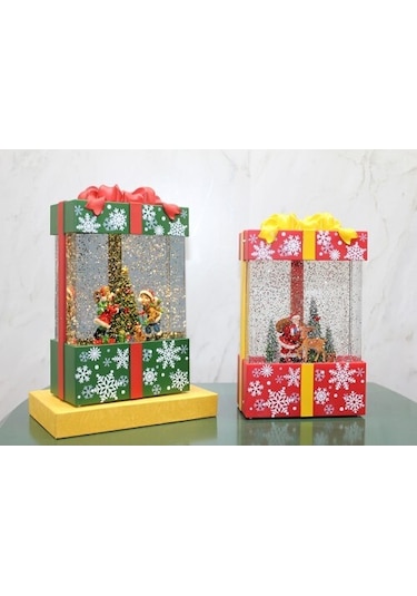 Yılbaşı Temalı Işıklı Müzikli Kar Küresi Hediye Kutusu Tasarımlı