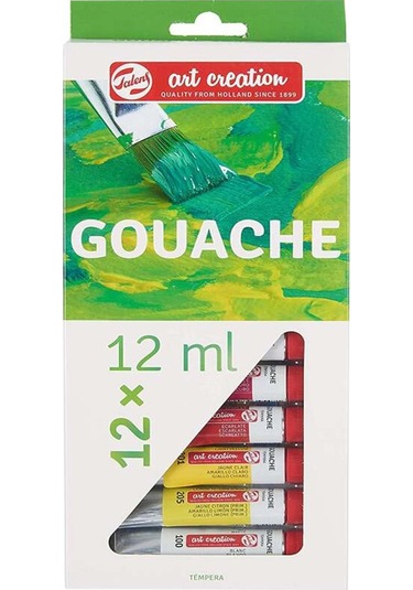 Talens 12 Renk Guaj Boya 1 Paket Art Creation Gouache Colour 12x12ml Guaj Boya Seti Canlı Renkler Tuval Resim Çok Renkli
