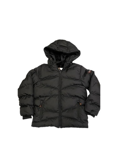 Erkek Çocuk Kapüşonlu Şişme Mont-11053 Siyah