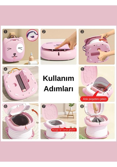 Mooiebaby's Cat Potty Katlanabilir Çocuk Tuvaleti Pembe