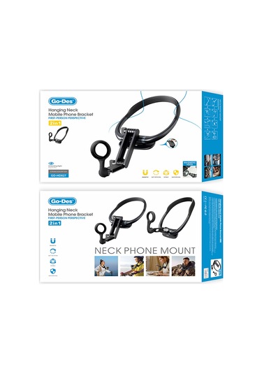 Go-des Gd-hd827 2in1 Eller Serbest Magnetik Boyun Askılı Telefon Tutucu Siyah
