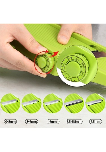 Sebze Kesici Mandolin Patates Kesici, Patates Kızartması Kesici, Yeşil Diğer