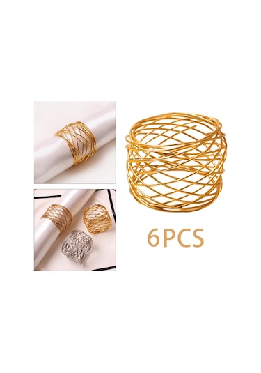 Homyl 6x El Sanatları Peçete Halkaları Parti Yemek Altın Altın