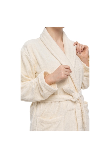 Soley Minerva Extra Yumuşak %100 Pamuk Kadın / Erkek Unisex Bornoz Krem