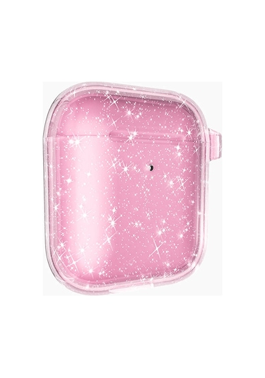 Teknocep Air-pods Allstar Airbag 32 Parlayan Simli Saydam Renkli Kılıf-pembe Pembe