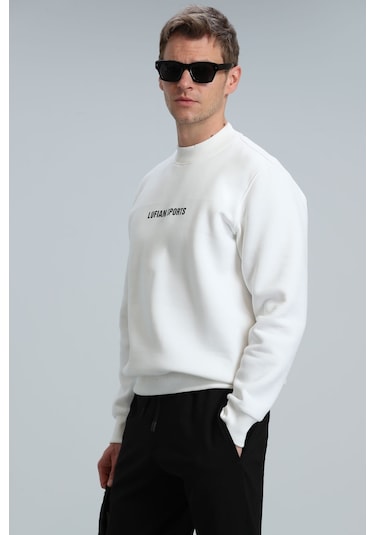 Lufian 112030113100510 Star Erkek Sweatshirt Kırık Beyaz
