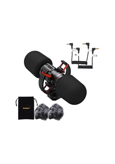 Mufunye Mamen Mıc-08 Pro Mini Kamera Üstü Mikrofon İki Yönlü Alıcı Metal Mikrofon Süper Kardiyoid Akıllı Gür