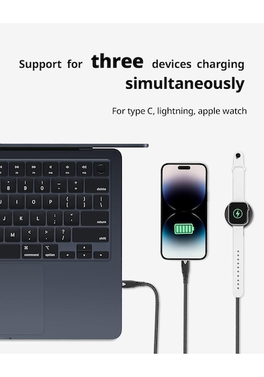 5in1 Şarj Kablo Usb To Type C/lightning/iwatch İle Uyumlu Zr792
