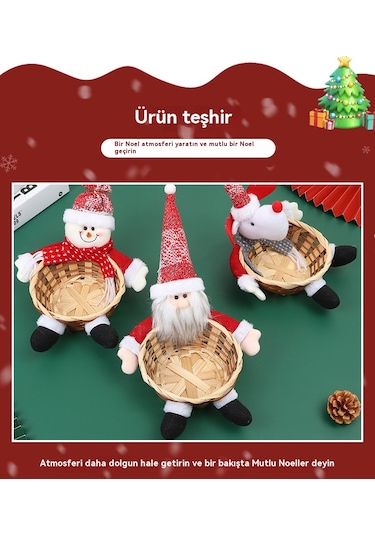 Noel Bebek Bambu Sepeti Süs Şeker Sepeti 23 19-geyik Tarzı