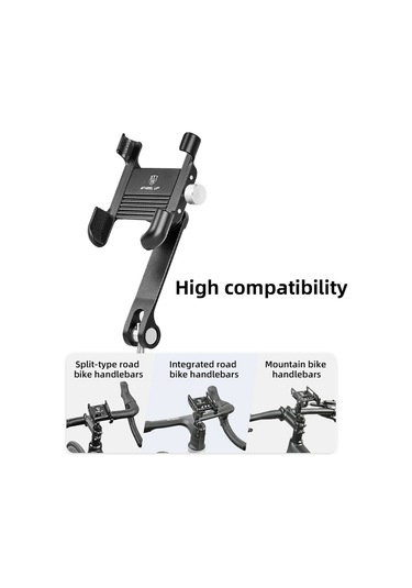 Wheel Up-360 Derece Ayarlanabilir Bisiklet Telefon Tutucu Alüminyum Y29356-b Siyah