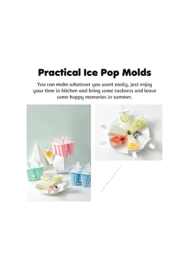 Vkemall Mavi Silikon Dondurma Kalıbı, Uzun Kollü Ve Bağımsız Kapaklı, 10 Bölmeli Buz Çubuğu Formu Çok Renkli