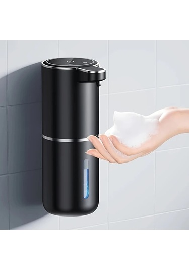 Techbloom 12.85oz Black Window Bottle Foam Type Dokunmasız Sensörlü Otomatik Sabunluk Şarj Edilebilir Modern Siyah Tasarım Banyo Ve Mutfak 11.8x5cm Çift Kişilik