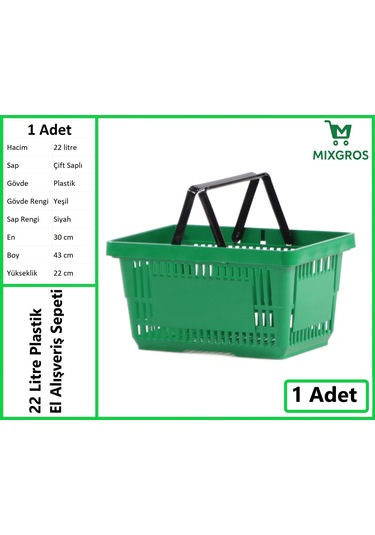 Plastik Market Alışveriş El Sepeti 22 Litre Yeşil 1 Adet Yeşil