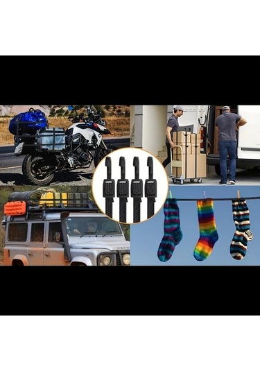 Hightower 4 Adet Siyah Esnek Askı Kayışı - 100 Cm / 40 İnç, Kamp, Çadır, Bisiklet Ve Kamyonlar İçin Diğer