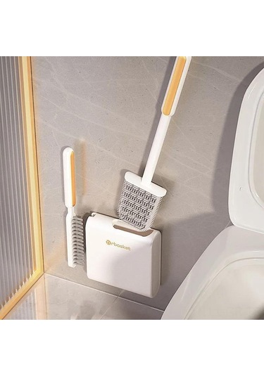 Singree Yeşil Silikon Tuvalet Fırçası Seti - Süksiyon Cup İle Konforlu Temizlik Ve Organize Depolama Beyaz