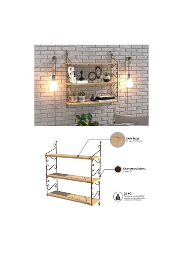 Decormet Seramoni Raf Seti 3 Raflı 200 720 Safir Meşe - Mal Safir Meşe