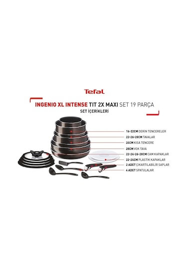 Tefal Ingenio XL Intense Titanyum 2X Maxi Set 19 Parça