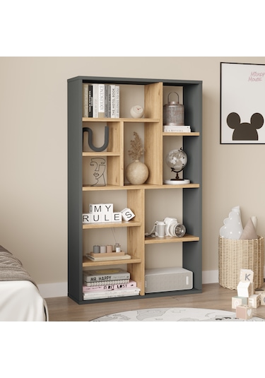 Robin Home Oscar Kitaplık 124cm Sepet-antrasit