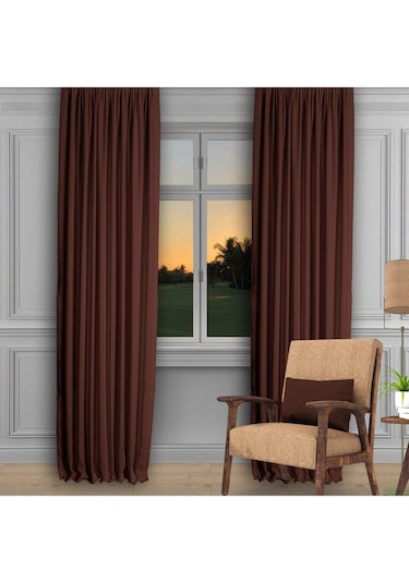 Koyu Kahve Ada Fon Perde Normal Pile 1'e 2,5 Pile-koyu Kahve Koyu Kahverengi