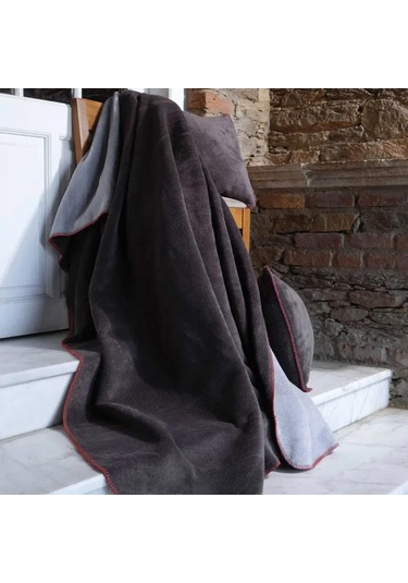 Çift Kişilik Düz Pamuklu Battaniye Çift Taraflı 200 X 220 Gri