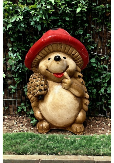 Dekoratif 30cm Büyük Boy Kirpi Ev Balkon Bahçe Dekorasyon Bohem Biblo Heykel 30 Cm