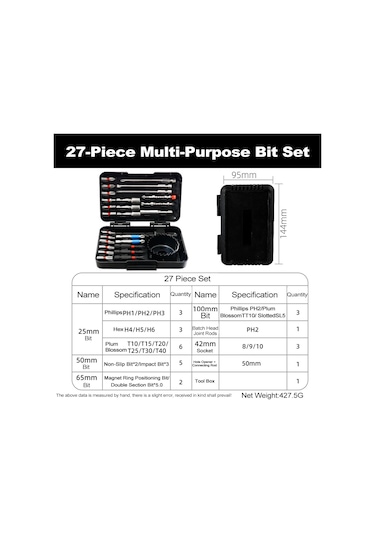 27 Parça Matkap Ucu Seti Darbeli Sürücü Uçları Ve Vidalama