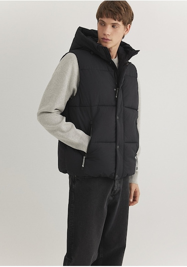 Mavi - Kapüşonlu Siyah Şişme Yelek 0110306-900