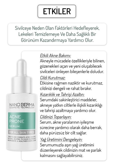 Nanoderma Akne Eğilimli Cilt Serum Sivilce Akne Karşıtı Gözenek S
