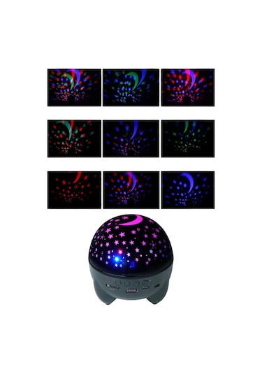 Gece Lambası Renkli Yıldızlı Gökyüzü Projeksiyon Gece Tavan Yansıtma Çok Renkli